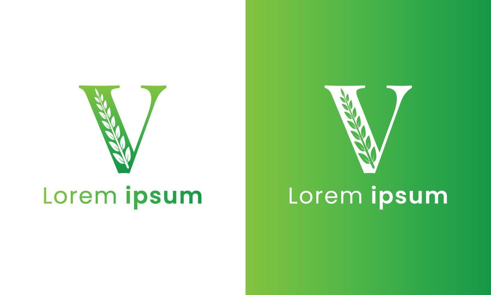 Letter v logo with a creative monogram leaf concept for the green eco company vector