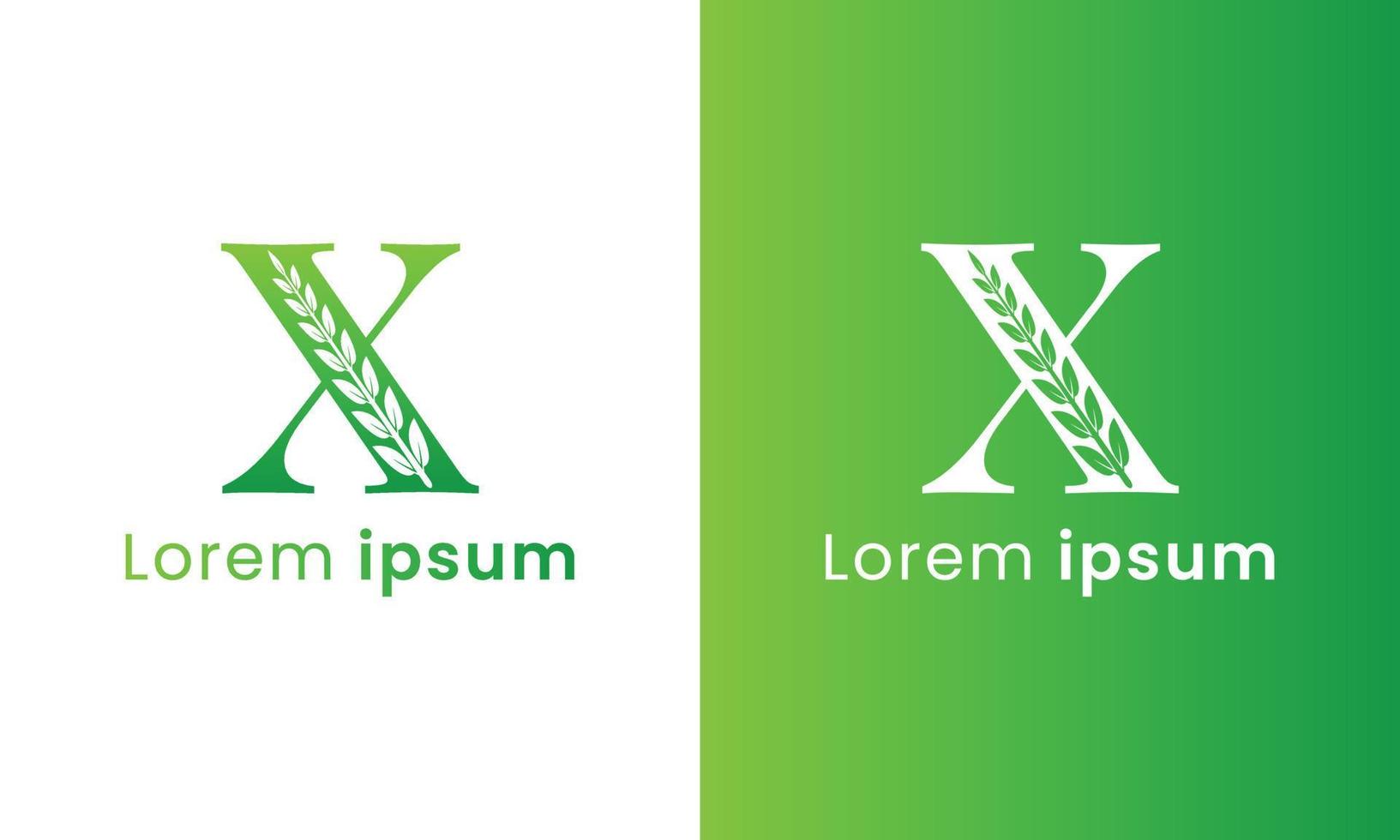 Letter x logo with a creative monogram leaf concept for the green eco company vector