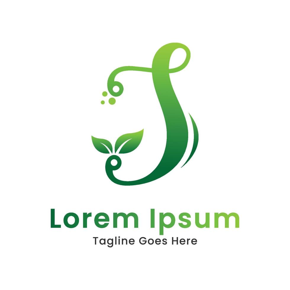 Eco initial letter s with gradient nature green leaf logo design vector