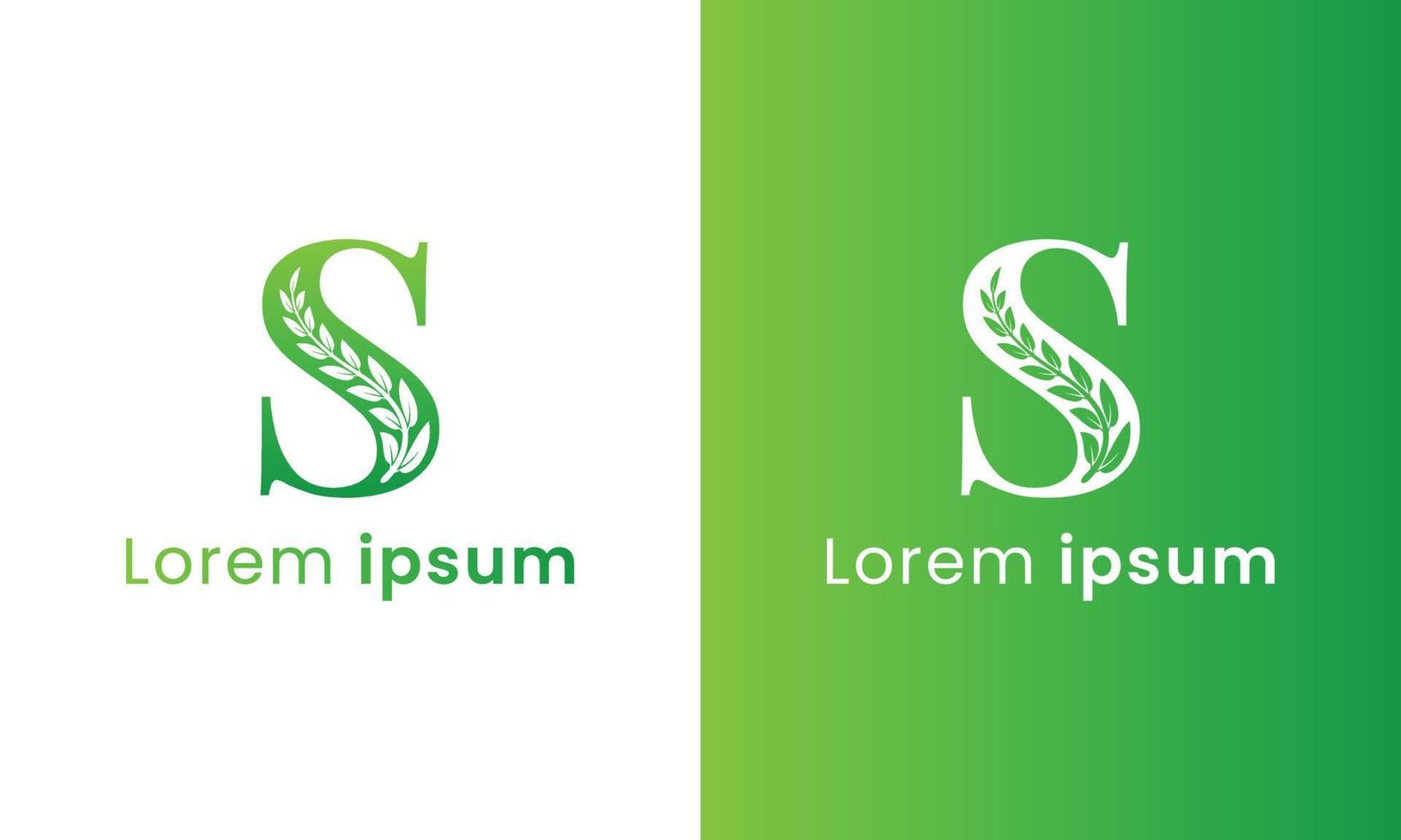 logotipo de la letra s con un concepto creativo de hoja de monograma para la empresa ecológica verde vector