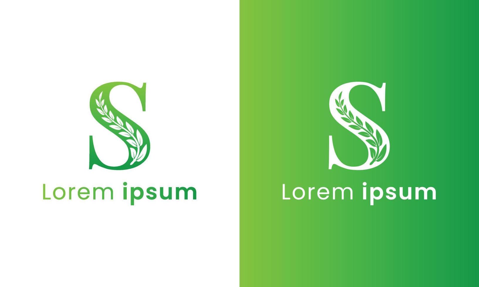 Letter s logo with a creative monogram leaf concept for the green eco company vector
