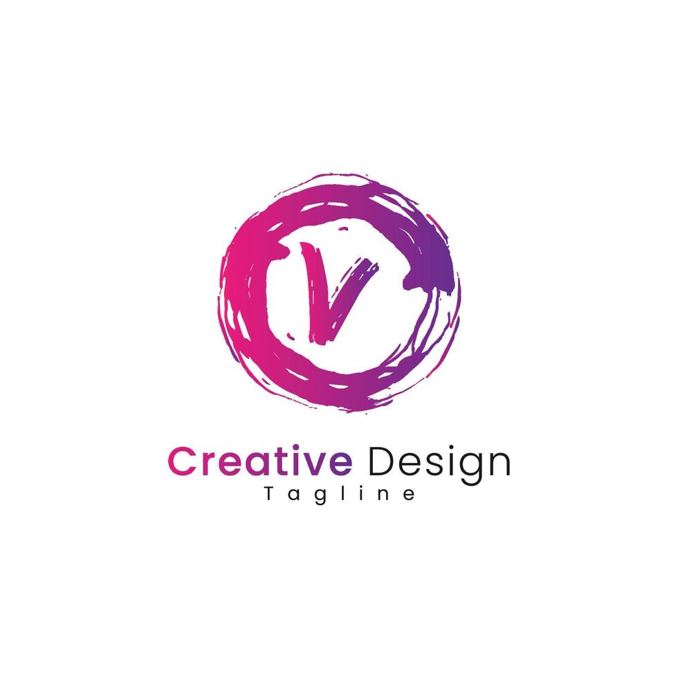 plantilla de diseño de logotipo de círculo de letra v moderna vector