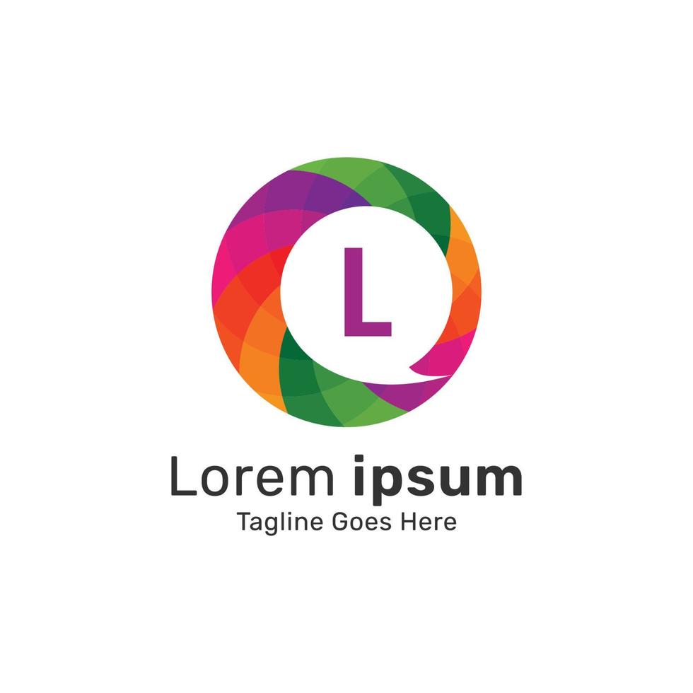 chat de mensajes coloridos con el icono del logotipo de la letra l y el diseño de la ilustración vector