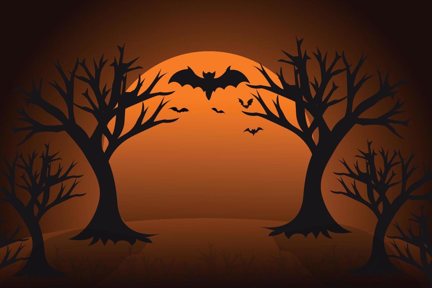 Halloween background design with black tree vector
