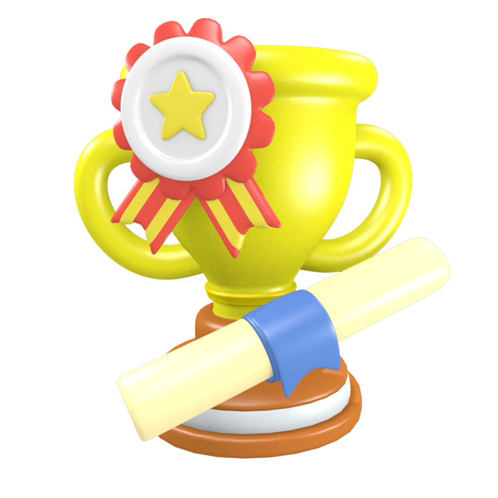 3d school education illustration icon Star Badge Trophy Cup png