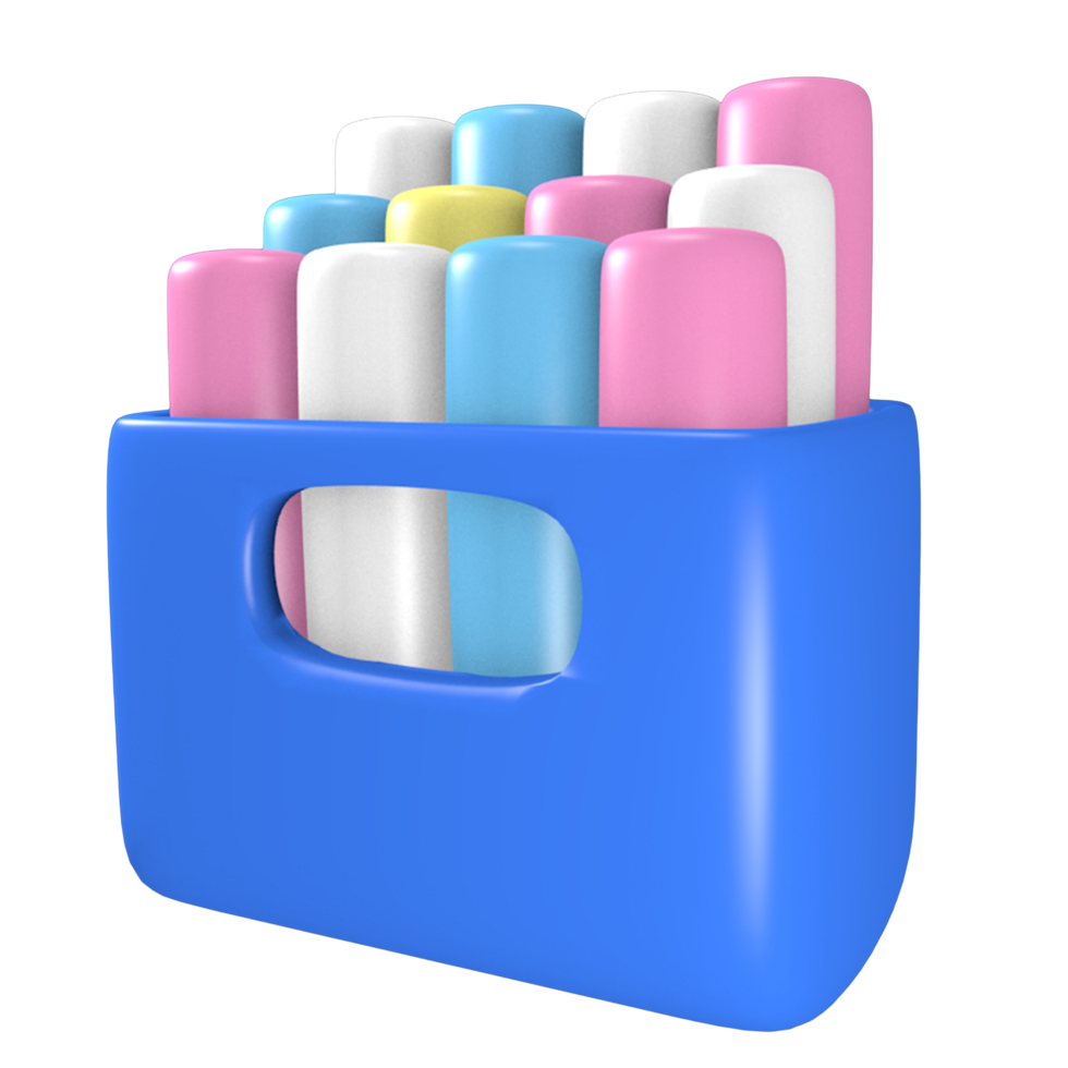 3d school education illustration icon Chalk Box png