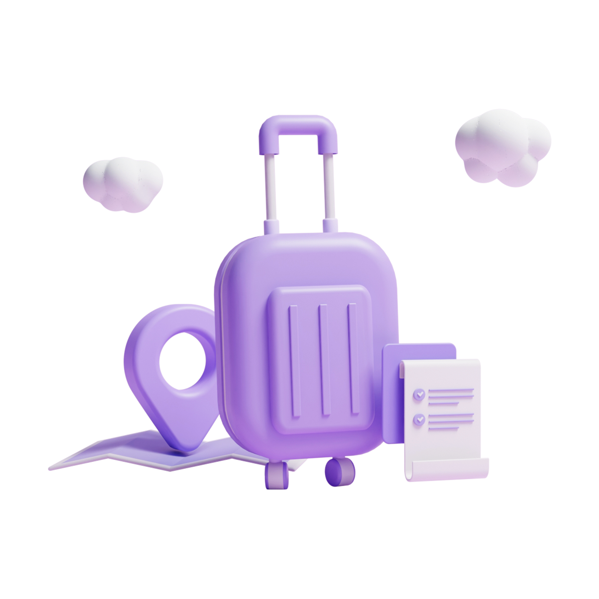 3d Suitcase And Travel Location Point List Or 3d Travel Location Plan 