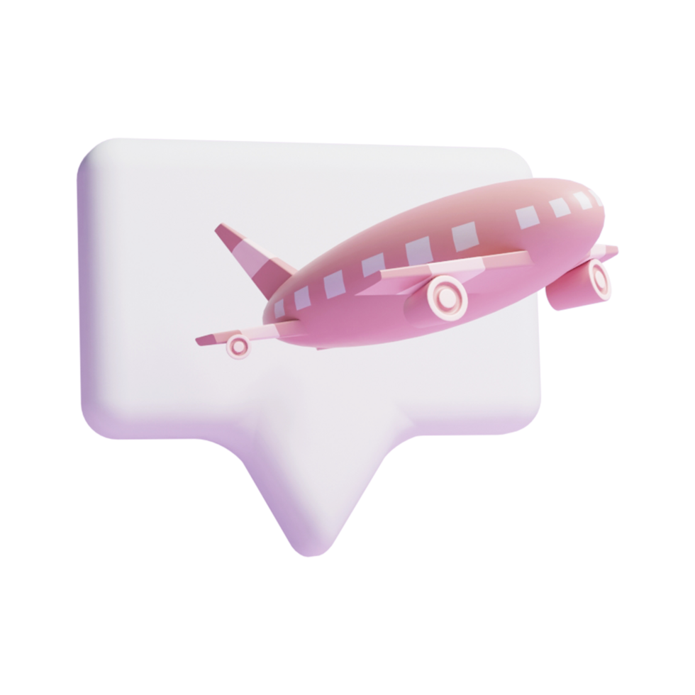Icono de interfaz de usuario de concepto de planificación de viaje de ubicación de pin 3d o mapa de pin 3d con viaje en avión de vuelo png