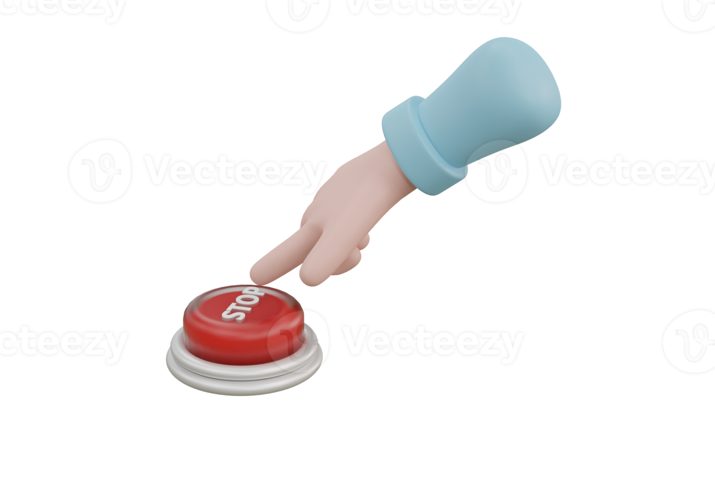 Cartoon hand pressing the green button. system control png