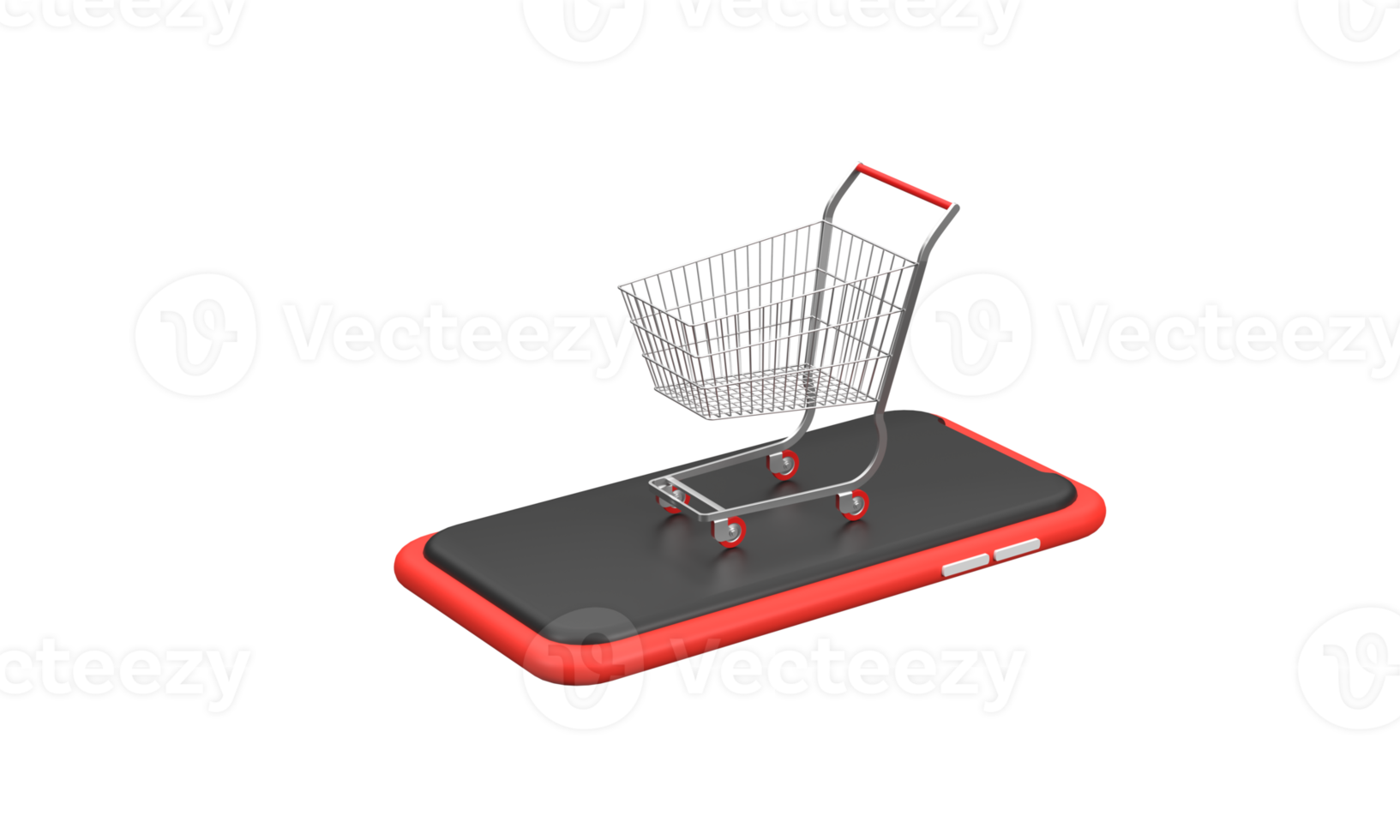 3D. black friday festival sale supermarket cart and mobilephone campaign promotion shopping png