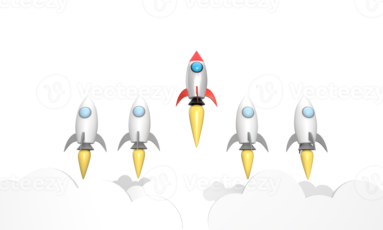 3D. rocket soaring. Different rockets fly high and stand out. different from others, concept startup png