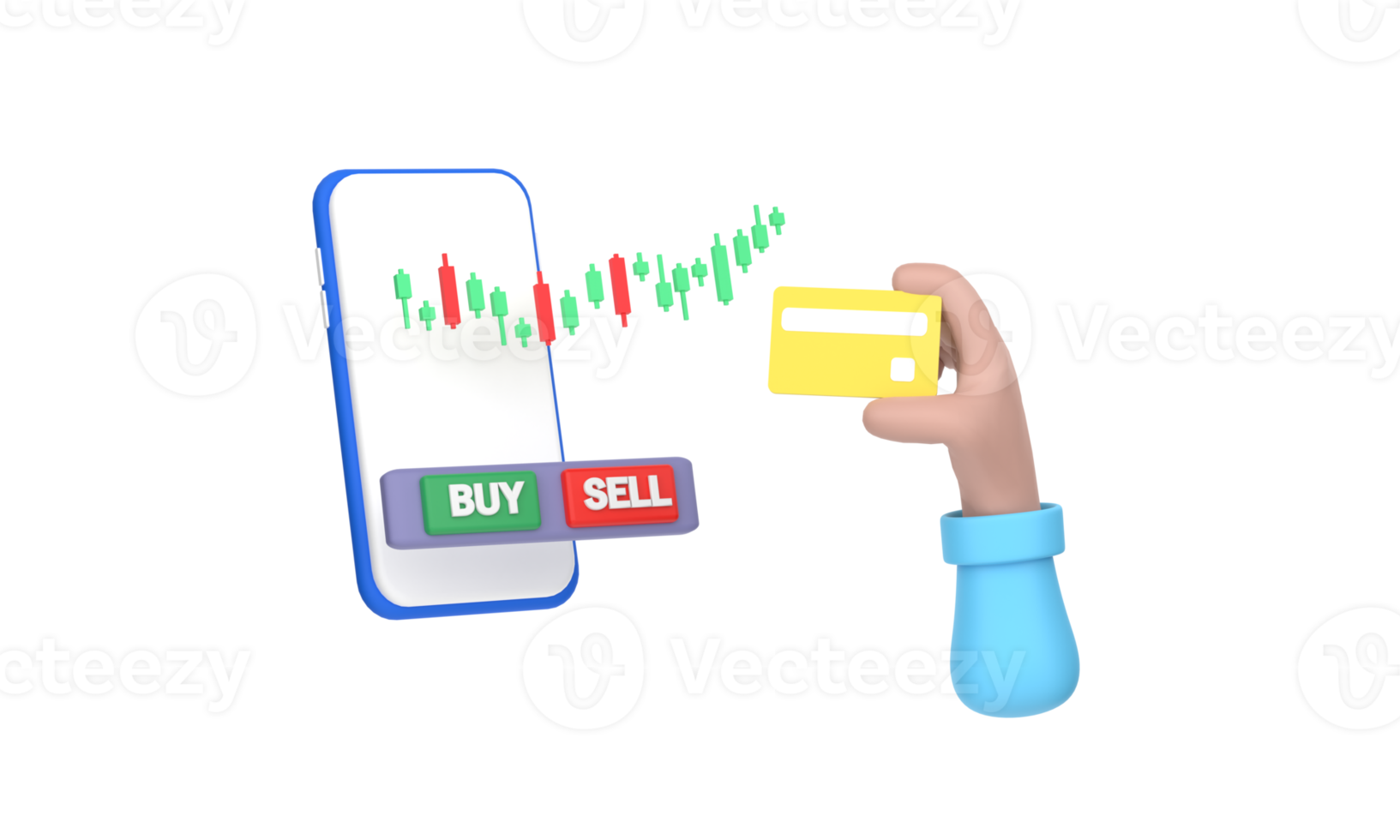 credit card and smartphone with stock market app on screen, making payments or transactions png