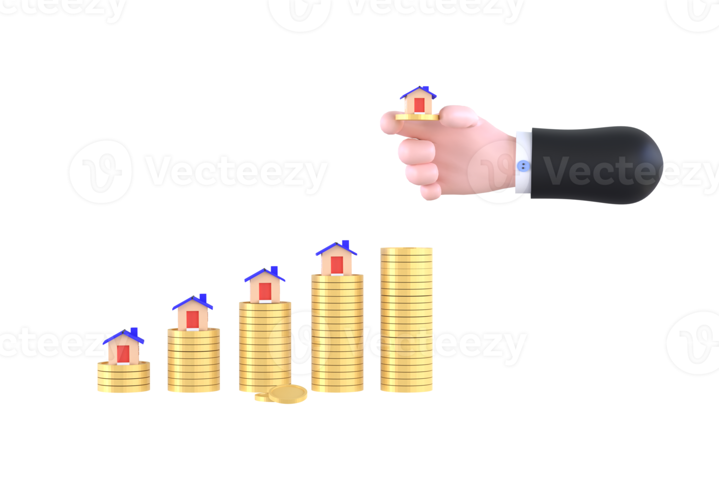 coins and house in hands. saving and loan concept. png