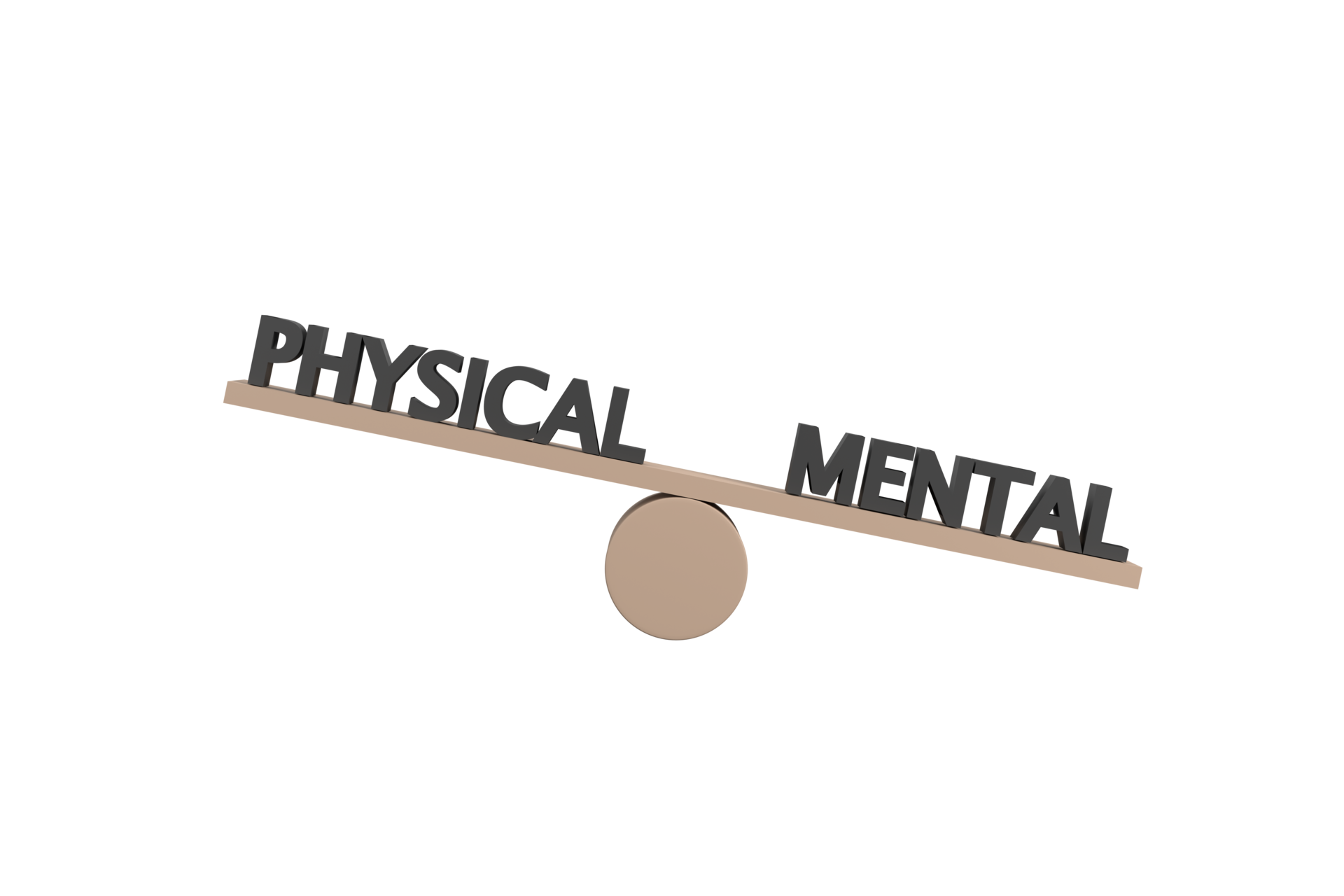 3D Words Physical And Mental On Wooden Seesaw Unbalancing On White 3d-words-physical-and-mental-on-wooden-seesaw-unbalancing-on-white