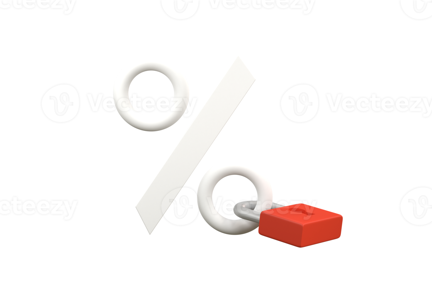 sinal de porcentagem bloqueado com bloqueio de teclado com espaço de cópia. promoção do conceito criativo. png