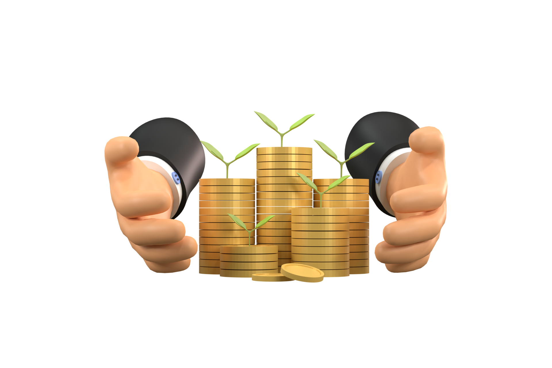 tree growing from pile of coins. Concept of money plant growing from