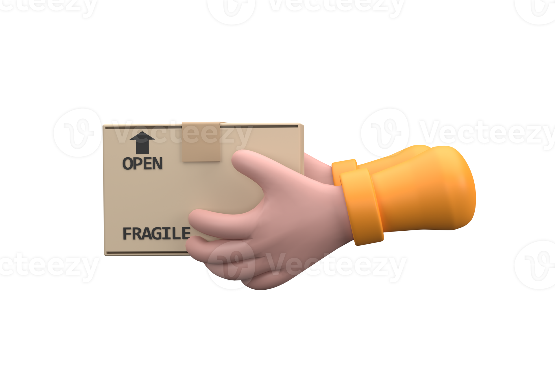 A parcel cardboard box in a delivery man hands. Delivery service A parcel cardboard box in a delivery man hands. Delivery service