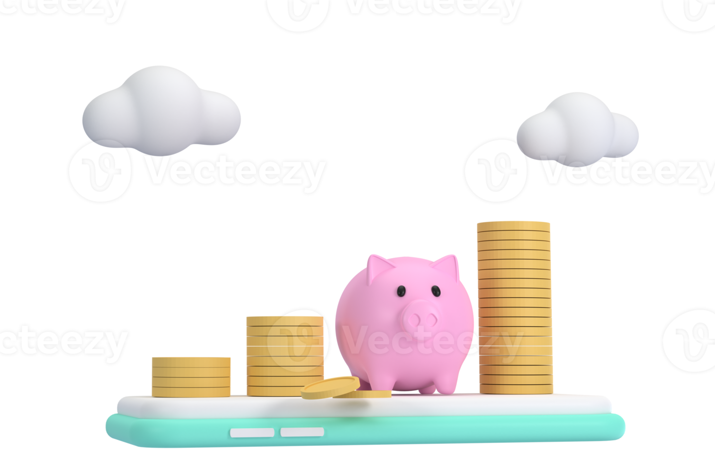 3D. Piggy bank, coins, concept of financial management png