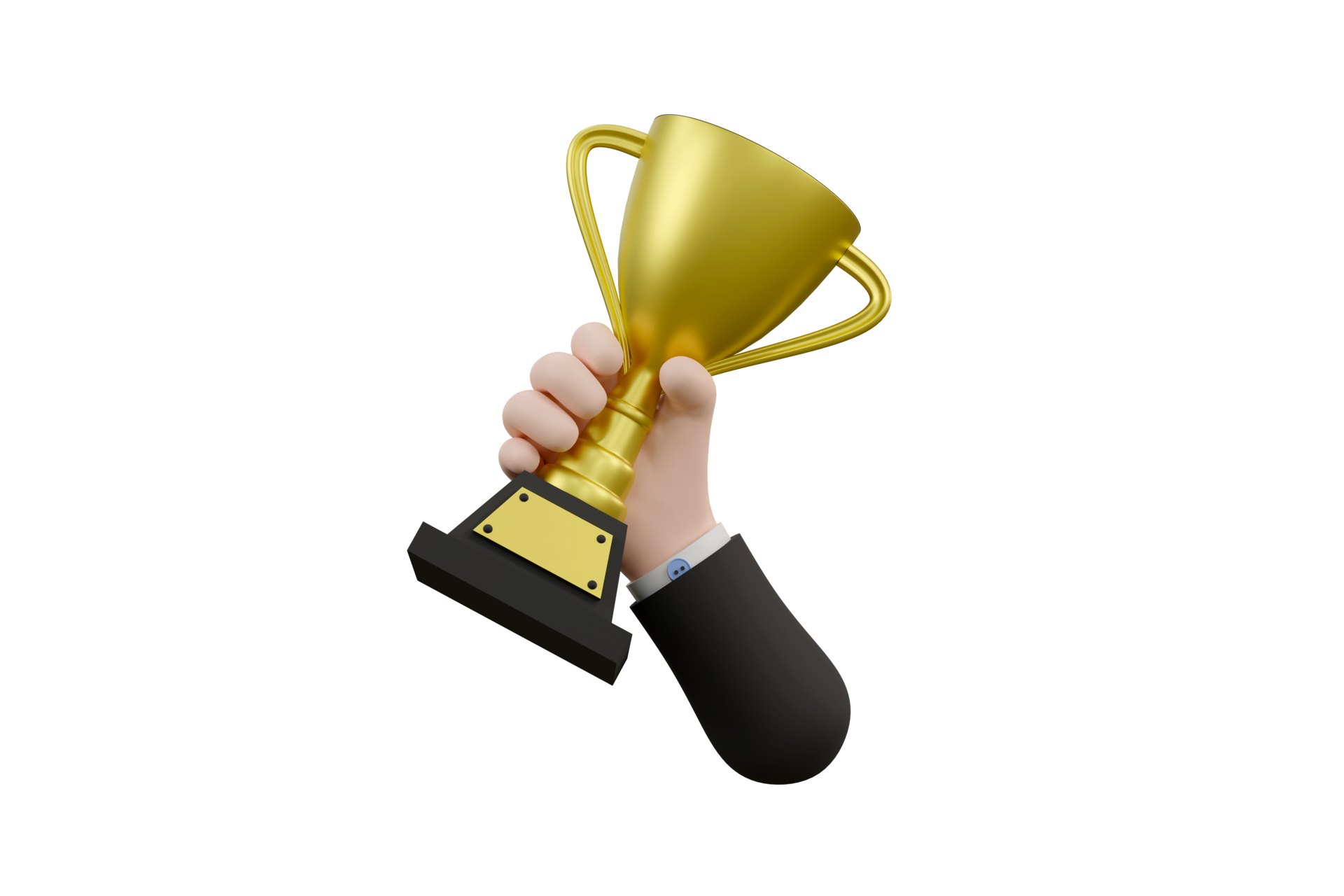 Free Cartoon businessman character hand holding victory prize cup trophy  10916661 PNG with Transparent Background