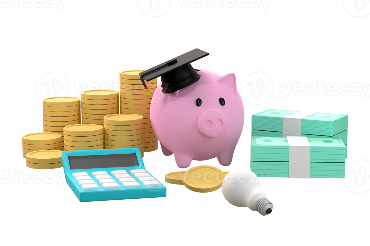 varkentje bank en diploma uitreiking pet verzamelen geld voor onderwijs idee png