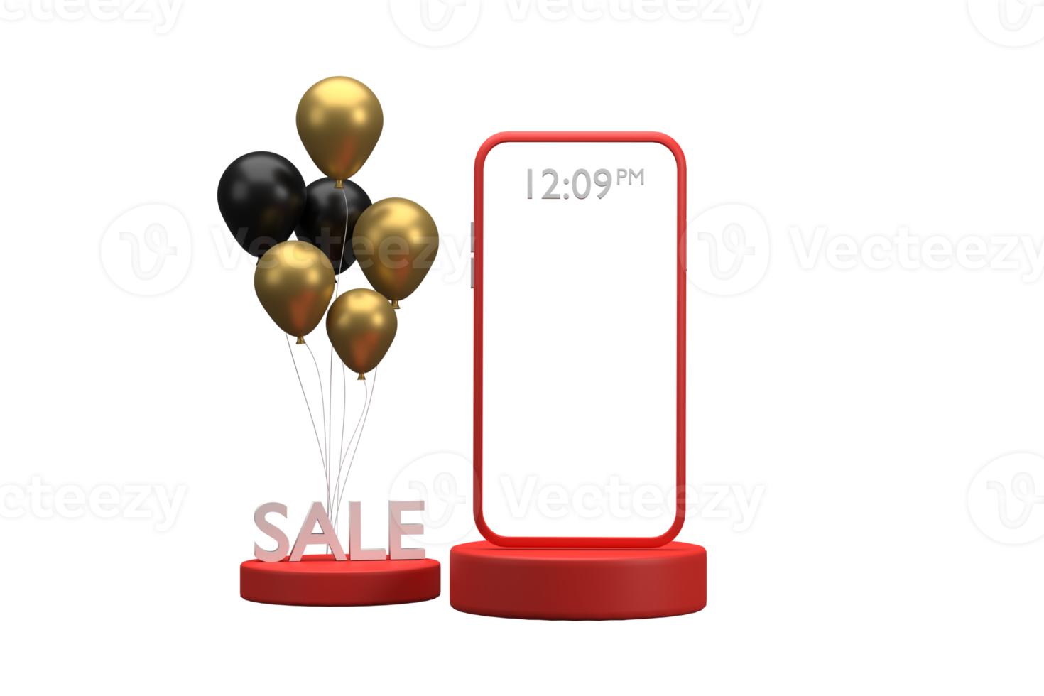 3D. Black Friday promotion with balloons png