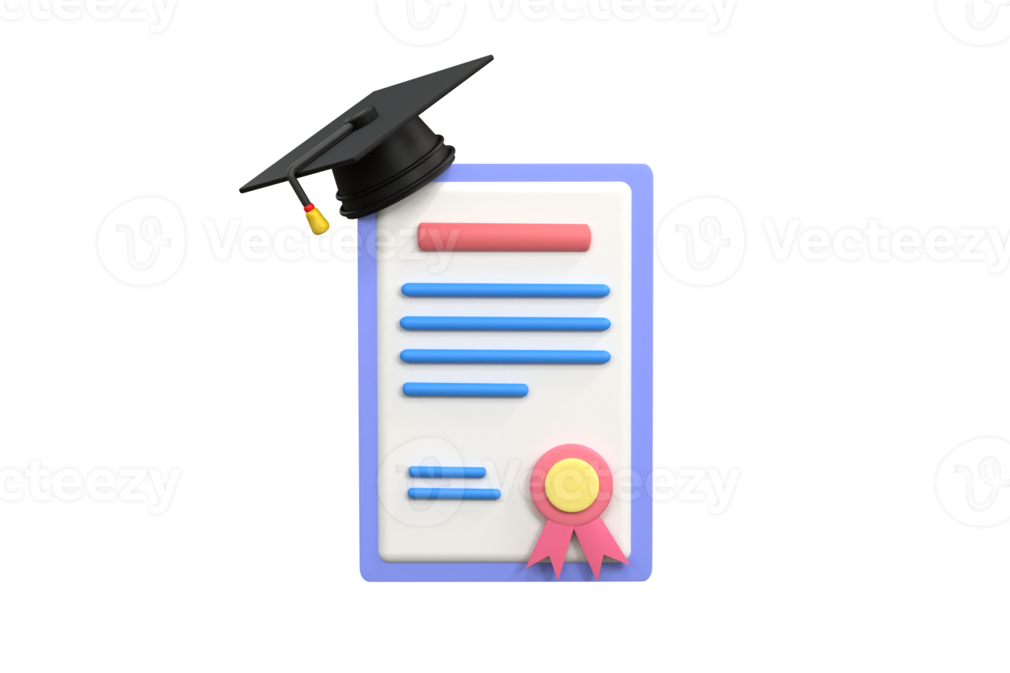 Achievement, award, grant, diploma concepts. graduation certificate with stamp and ribbon bow. png