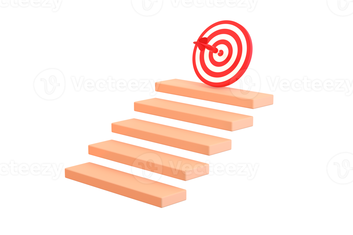 Step with red arrow center on top stair. business strategy step to success. goal and target achievement concept png