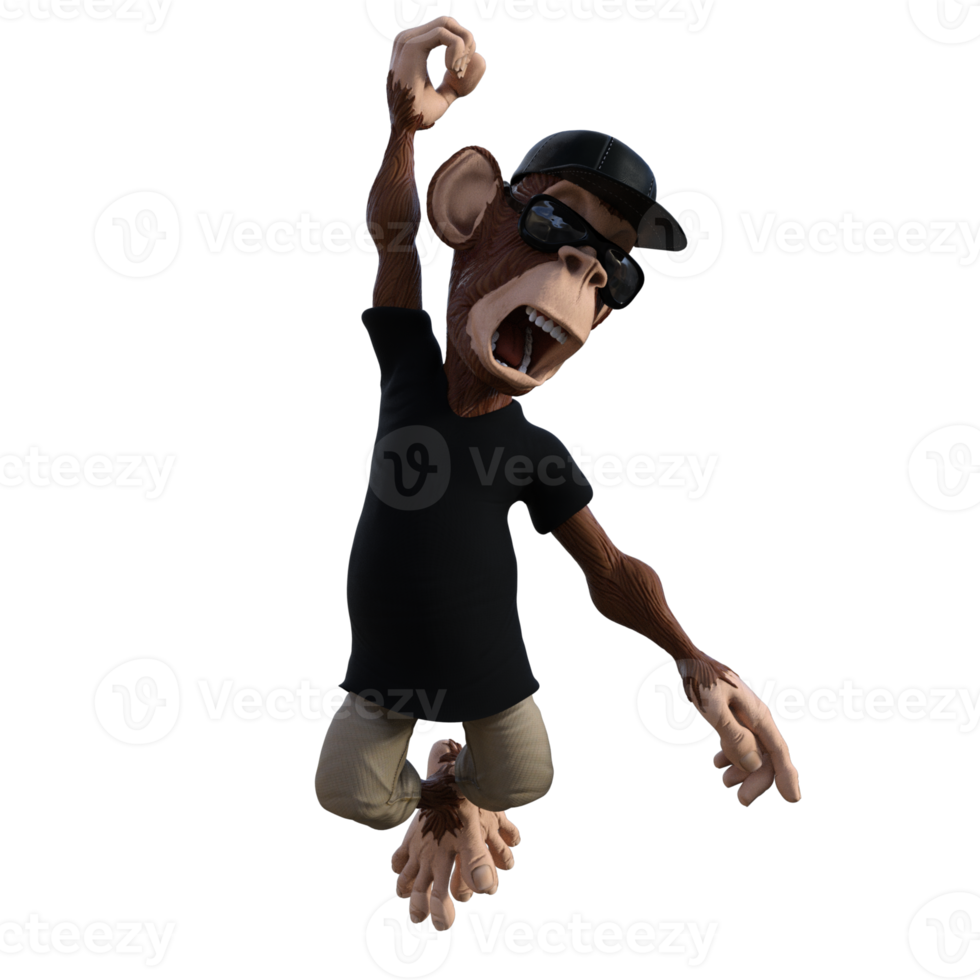 ilustração 3d de macaco divertido png