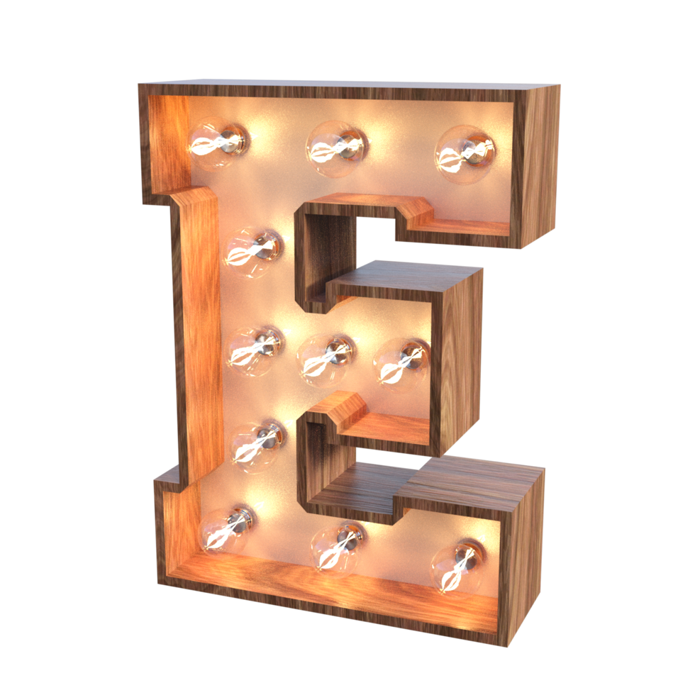 letters and number with lights 3d rendering png