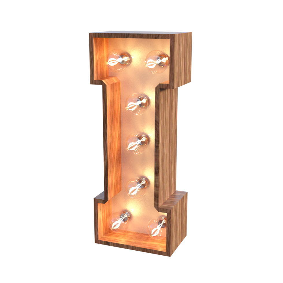 letters and number with lights 3d rendering png