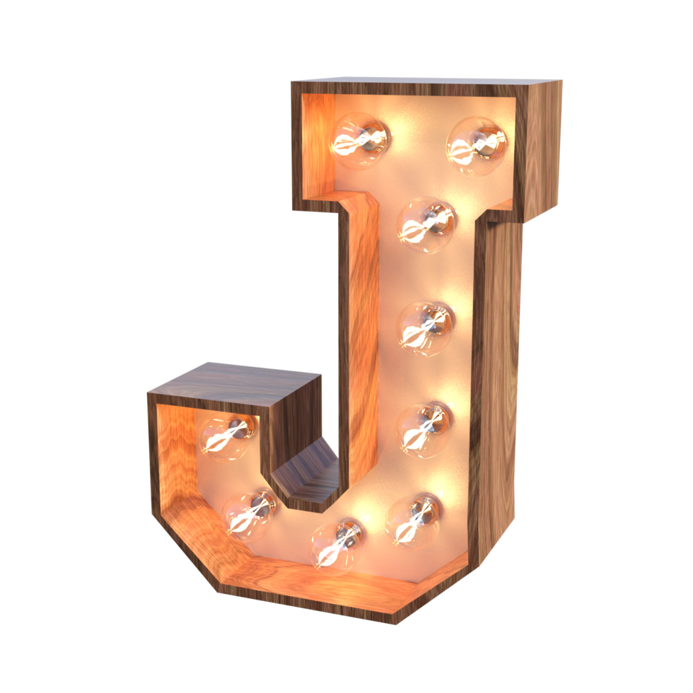 letters and number with lights 3d rendering png