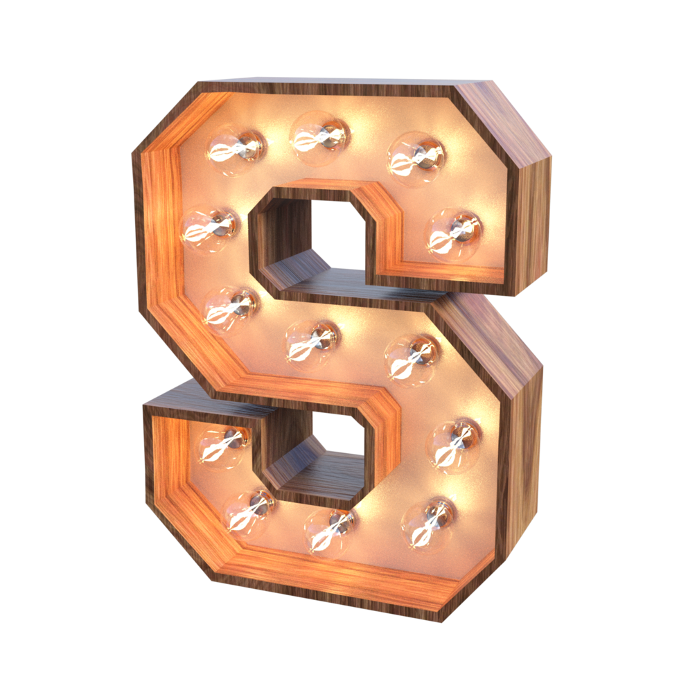 letters and number with lights 3d rendering png