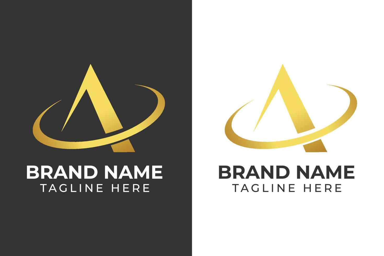 logo type a planet gold template design modern futuristic vector