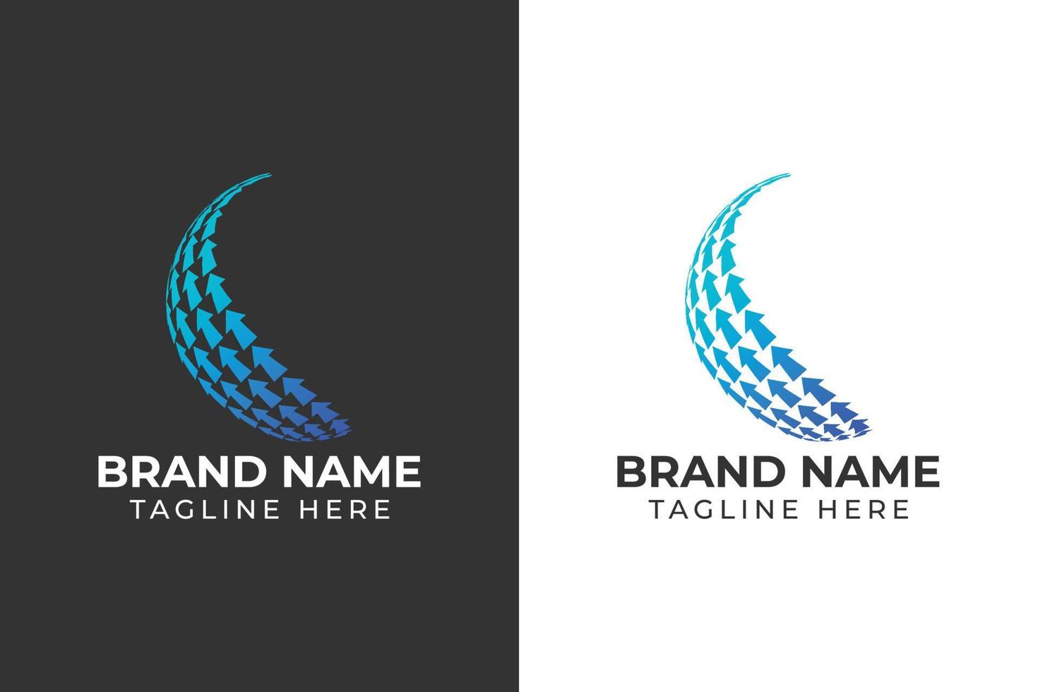 logo arrow half globe tech template design vector