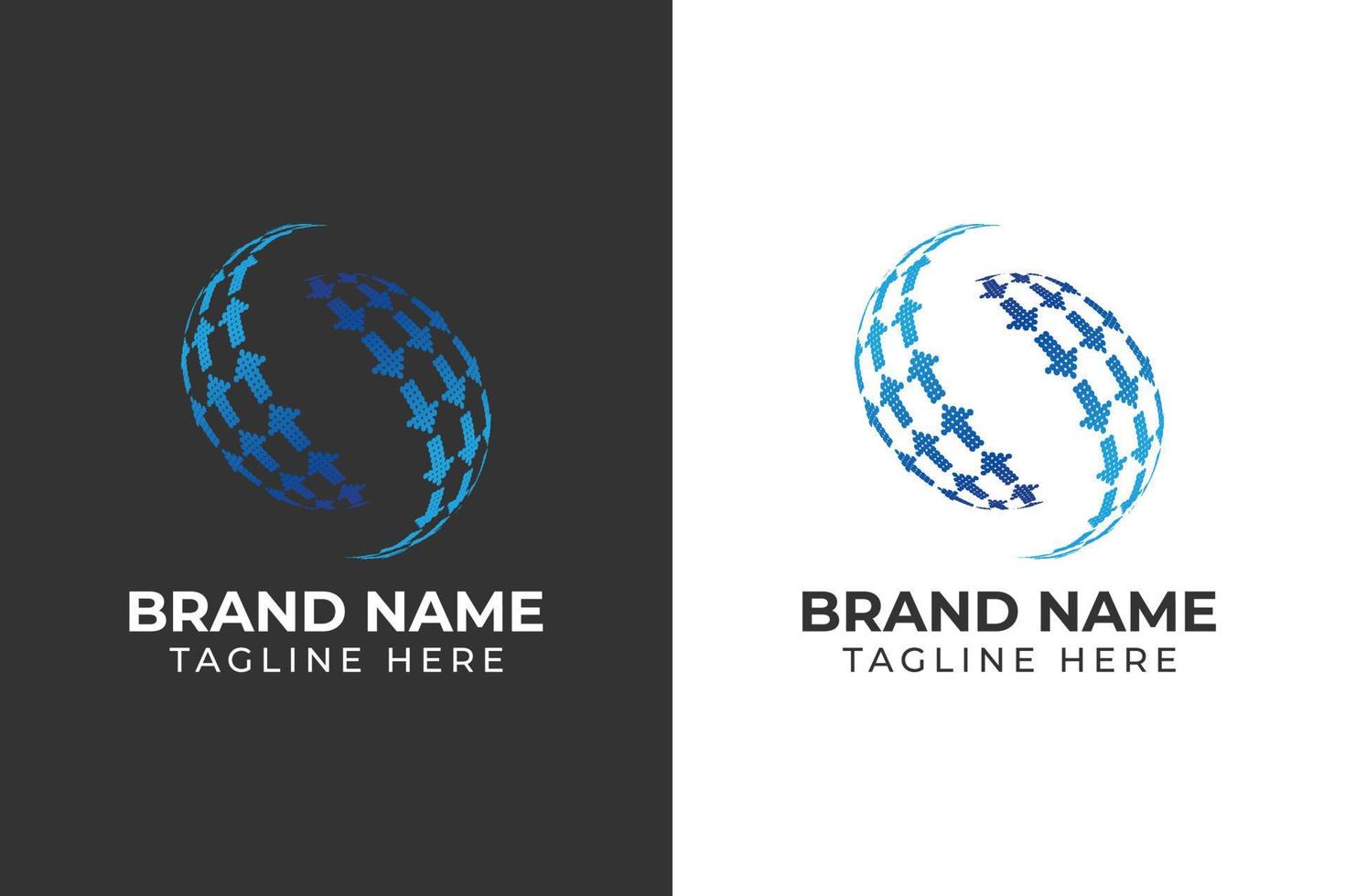 logo 2 arrow rounded globe tech template design with gradient color vector