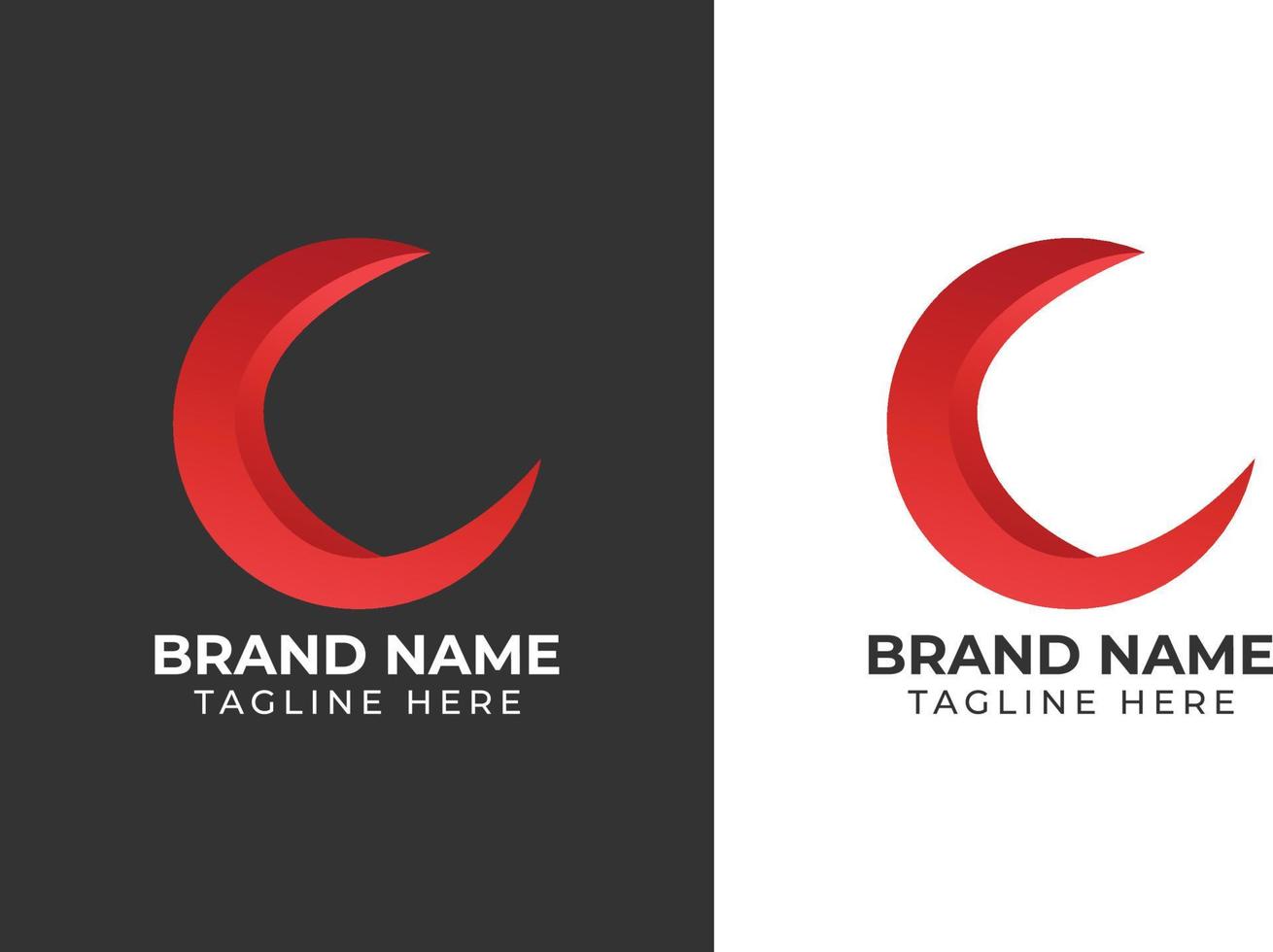 logo gradient type C like moon 3D Template design vector