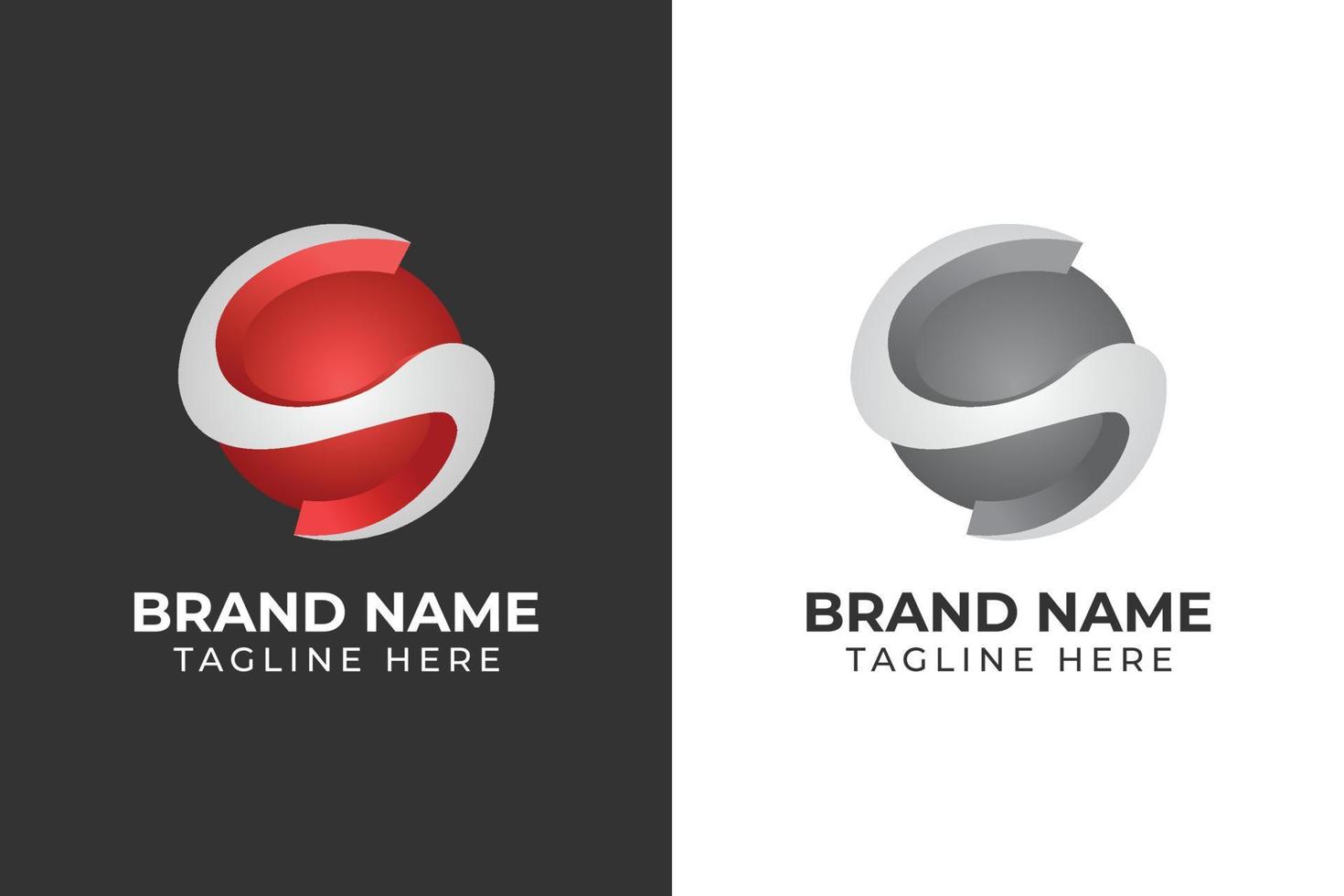 logo type S gradient red globe template design vector