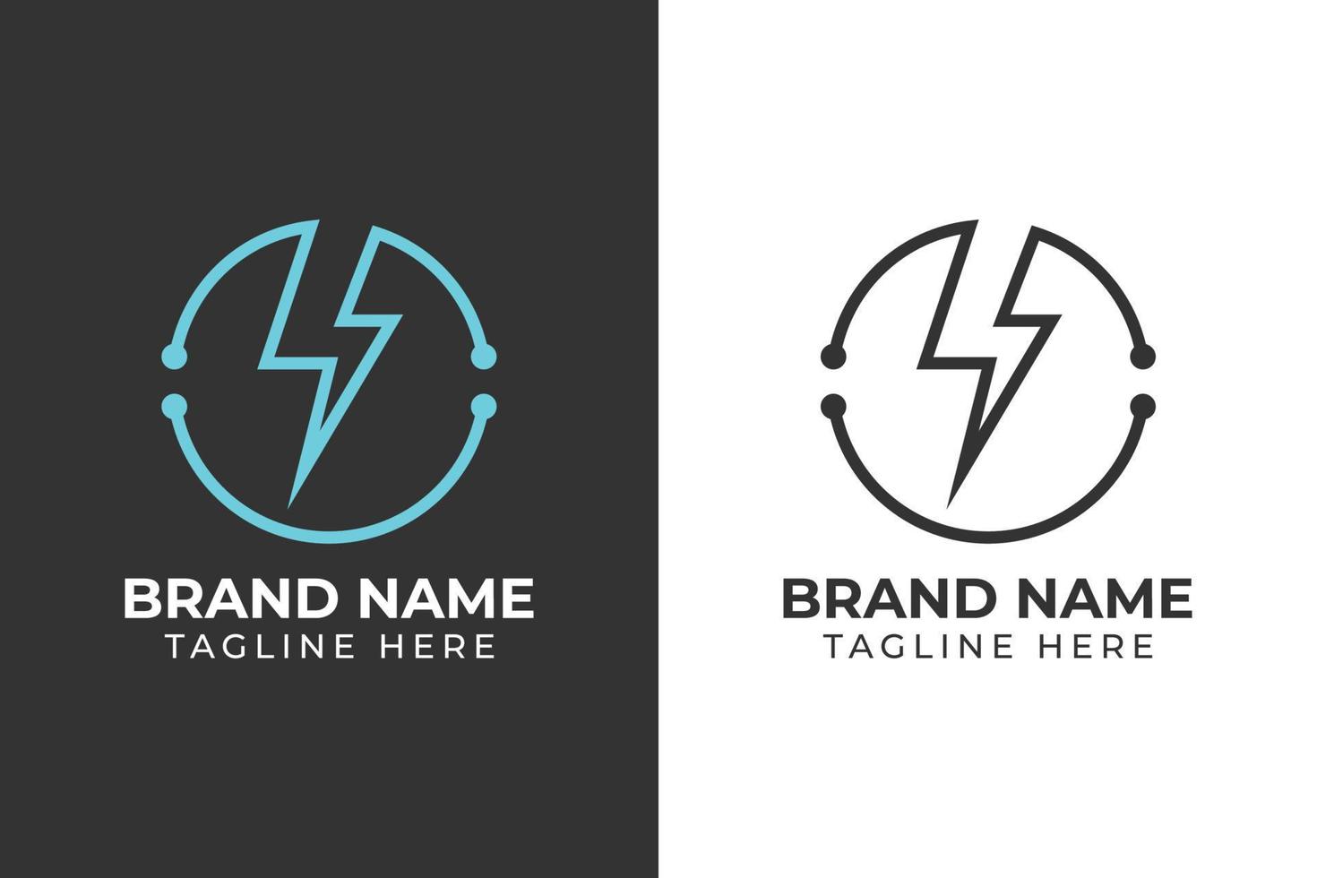 logo circle lightning power blue tech template design vector
