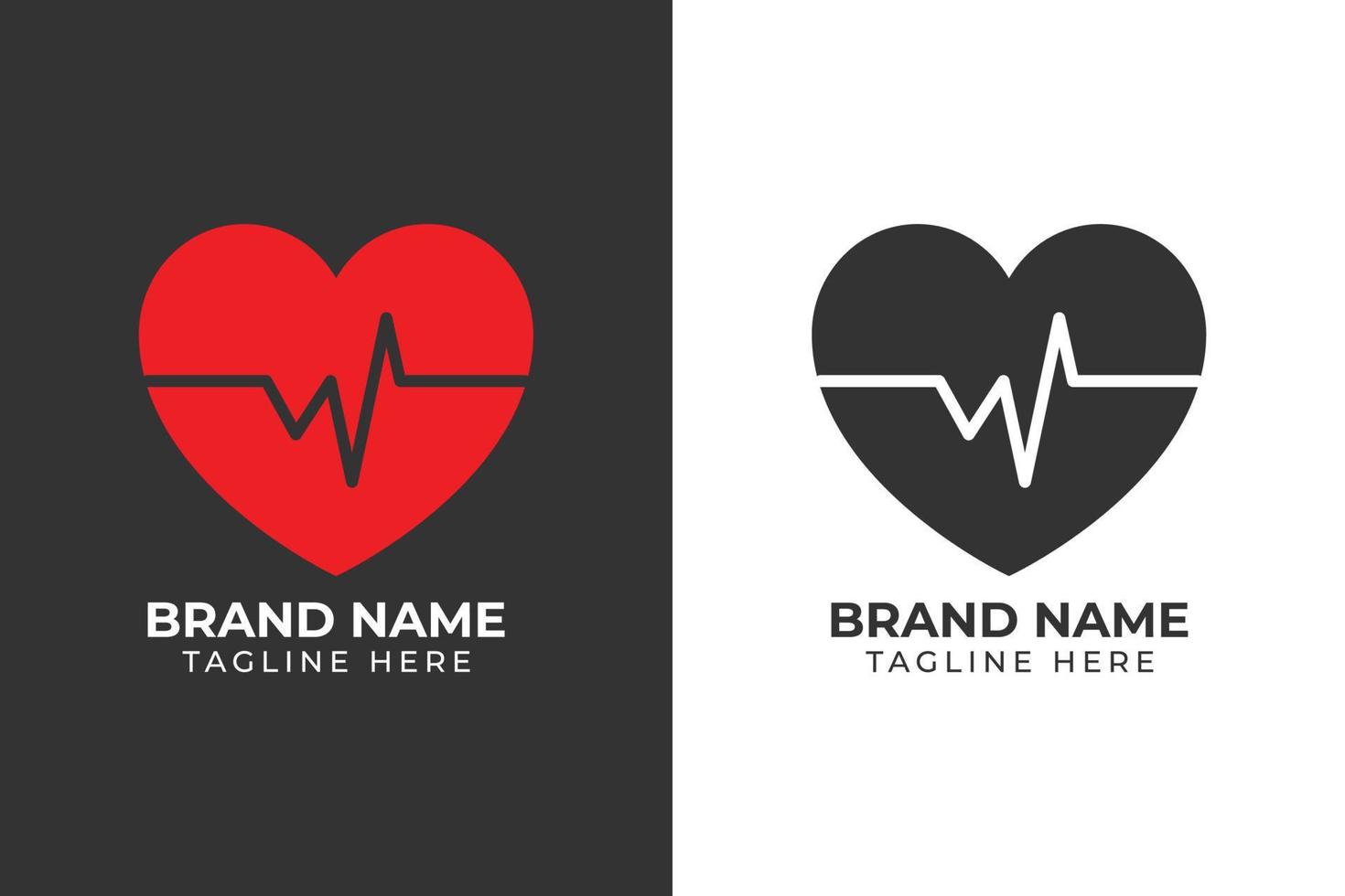 logo heart beat red template design vector