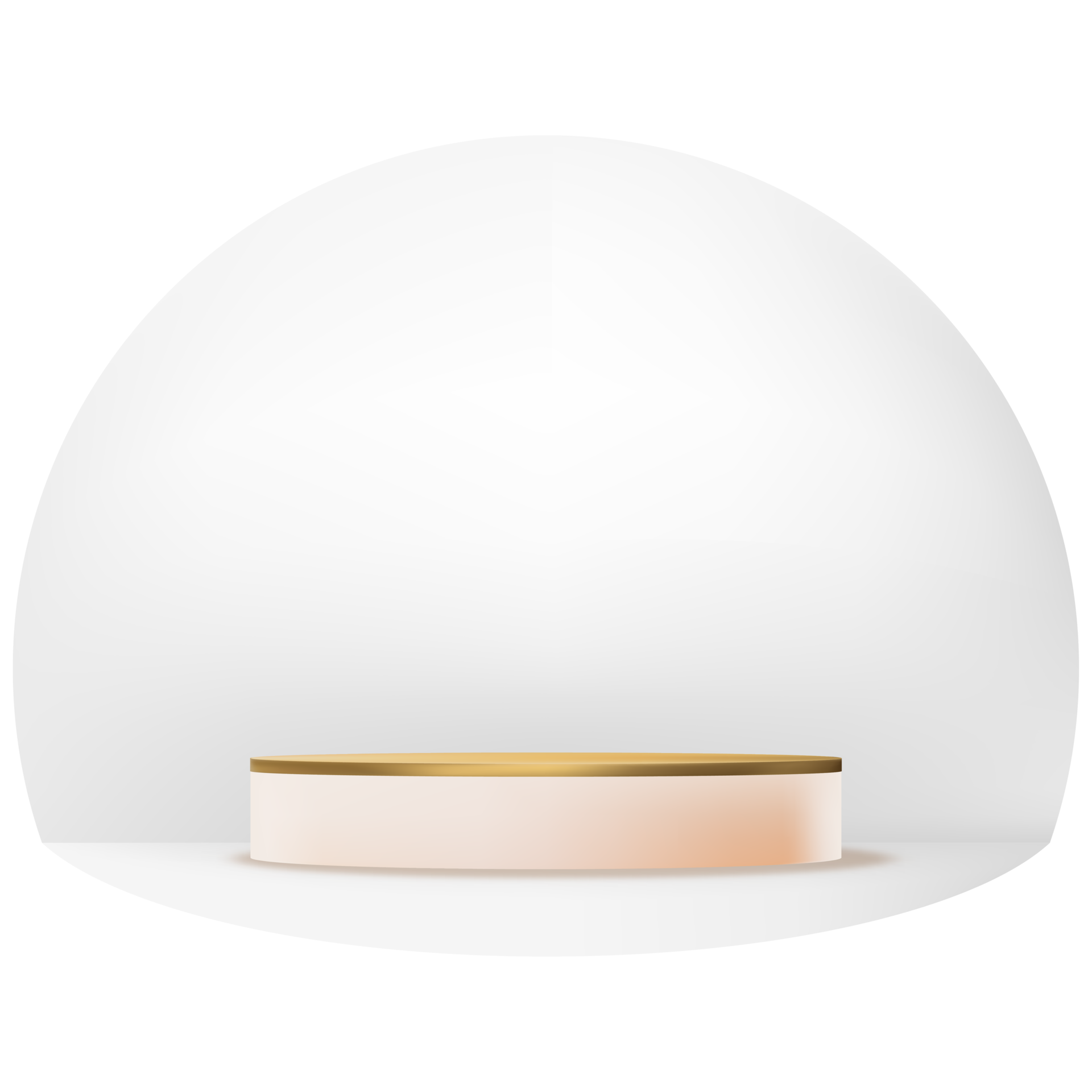 3D Gold and Peach podium on White circle background.Vector Showcase 