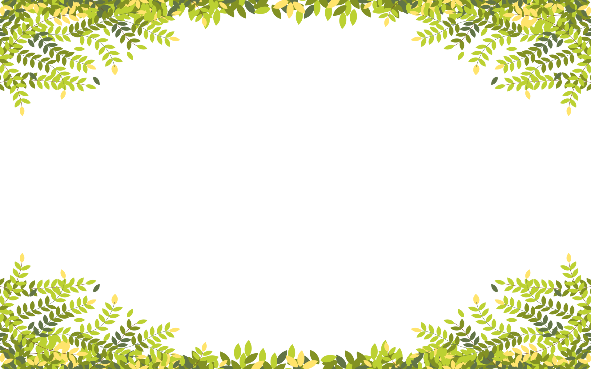 Spring branches with leaves on border with copy space, Green and Yellow