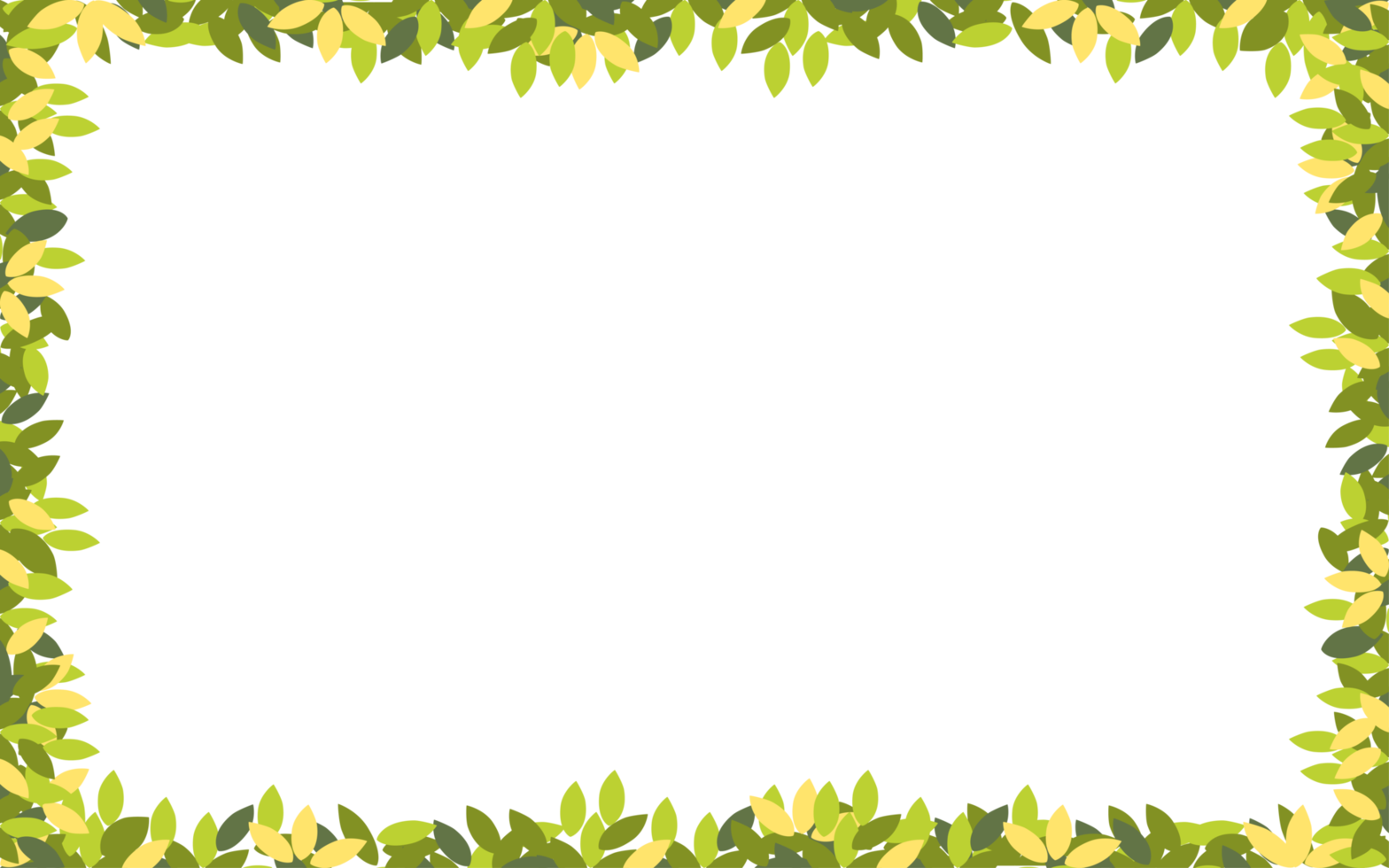 Spring branches with leaves on border with copy space, Green and Yellow leaves frame on white background, Vector illustration Panorama landscape summer leaves frame png