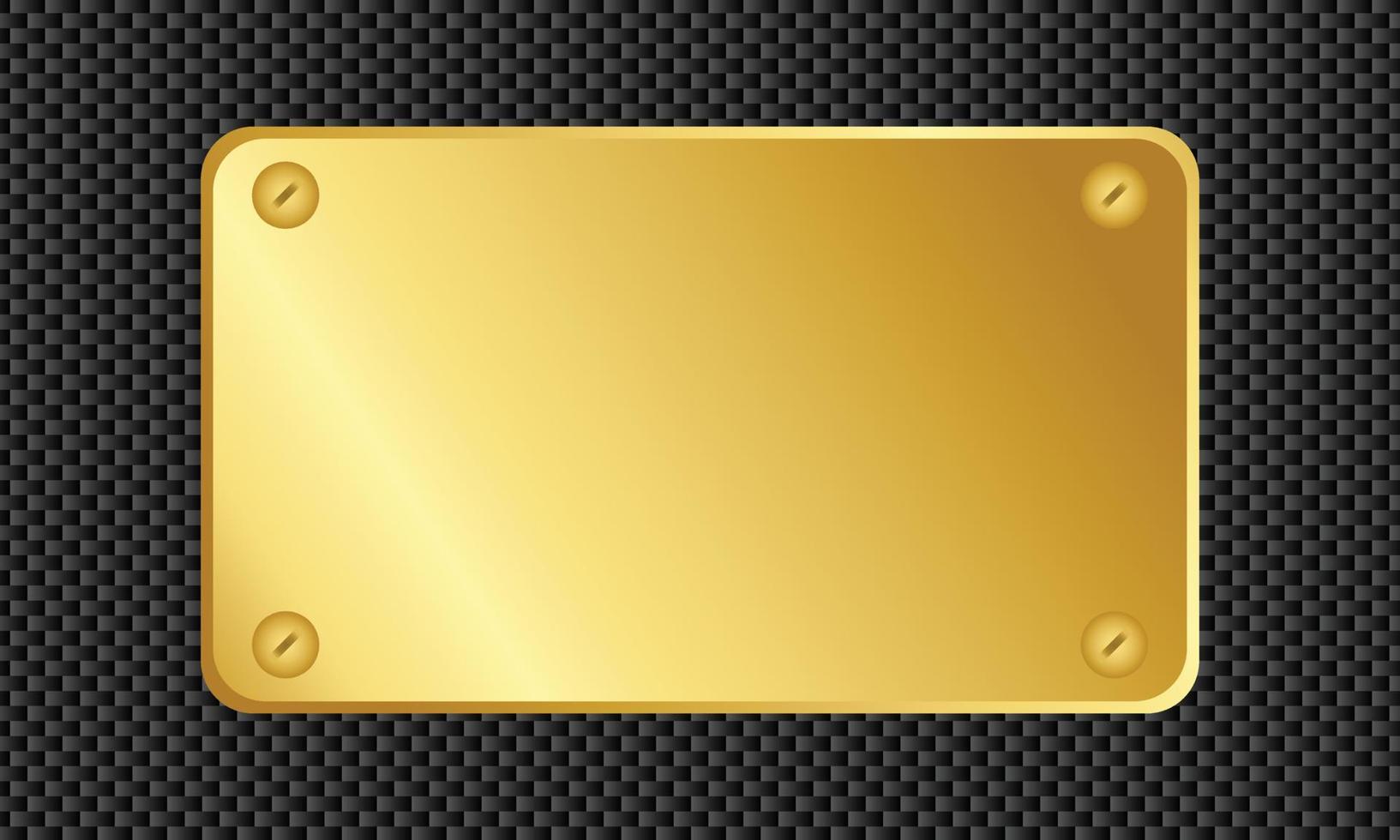 gold metal plate with carbon background template design vector