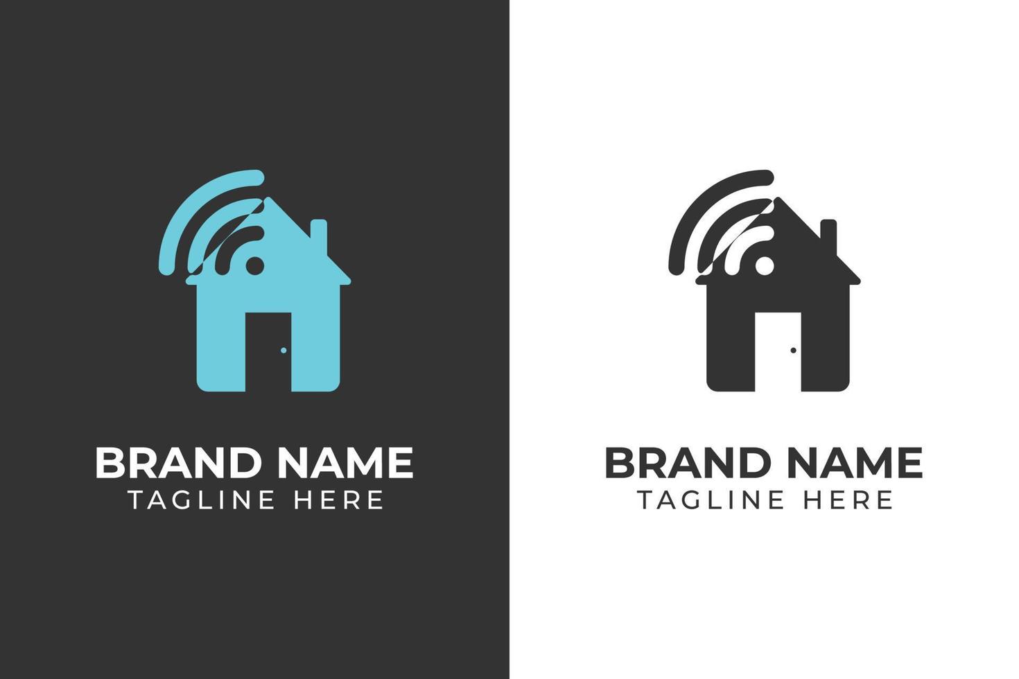 logotipo hogar wifi tecnología azul plantilla diseño vector