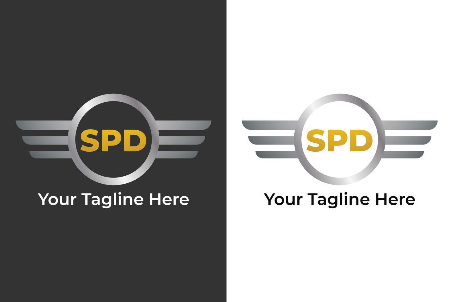 logo speed metal gold wings template design vector