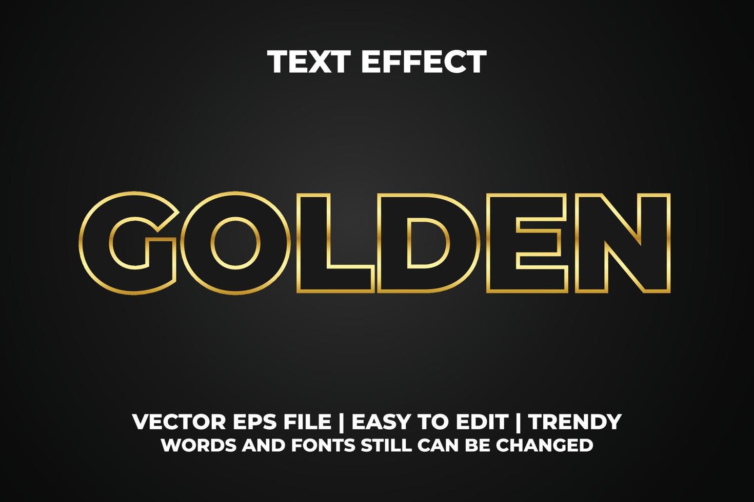 diseño de plantilla de efecto de texto dorado degradado negrita negro vector