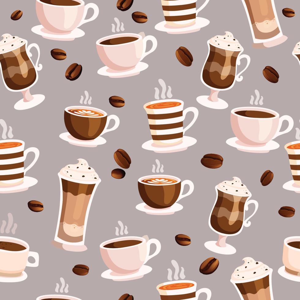 Coffee Beverages Seamless Pattern vector