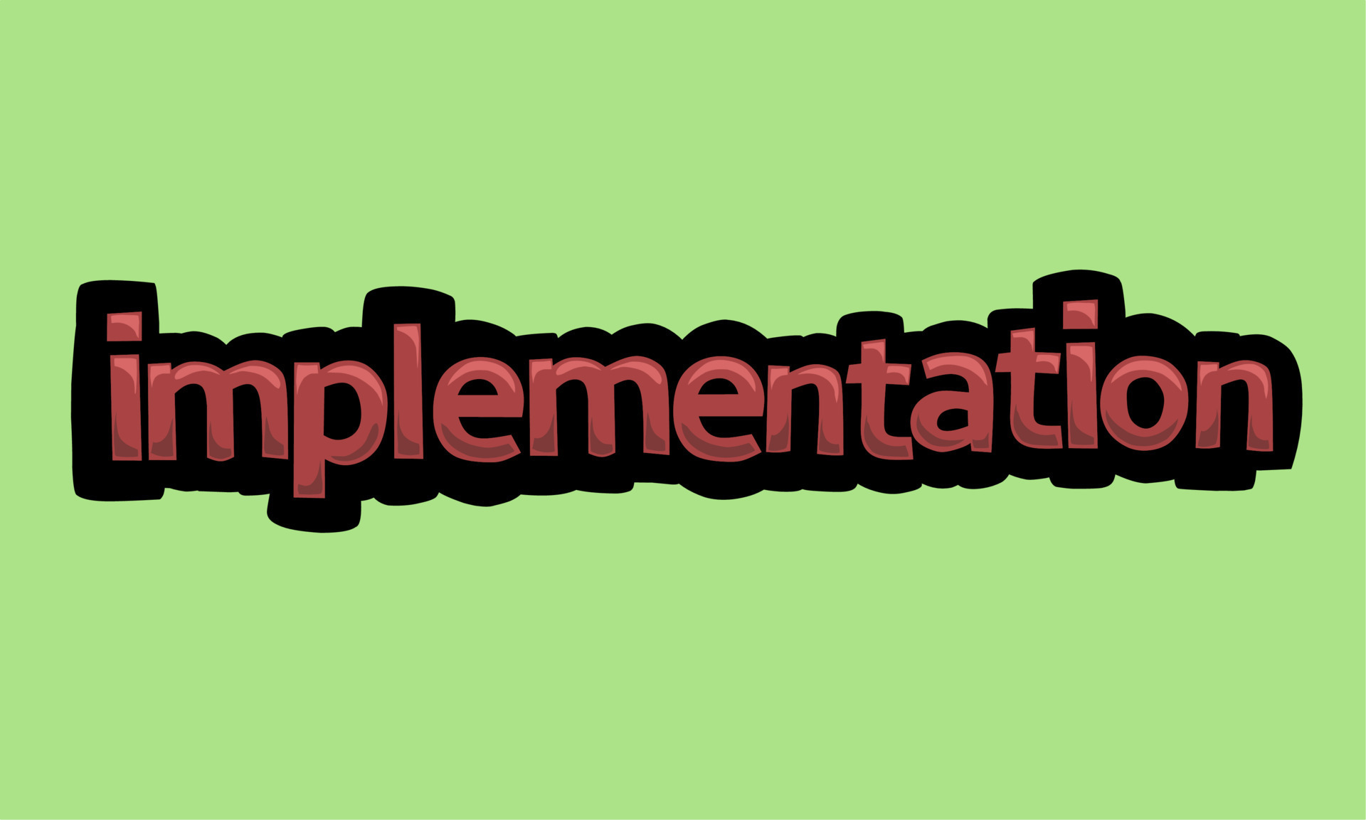 IMPLEMENTATION writing vector design on a green background 10917161