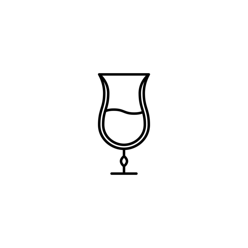 hurricane or tulip glass icon with half filled with water on white background. simple, line, silhouette and clean style. black and white. suitable for symbol, sign, icon or logo vector