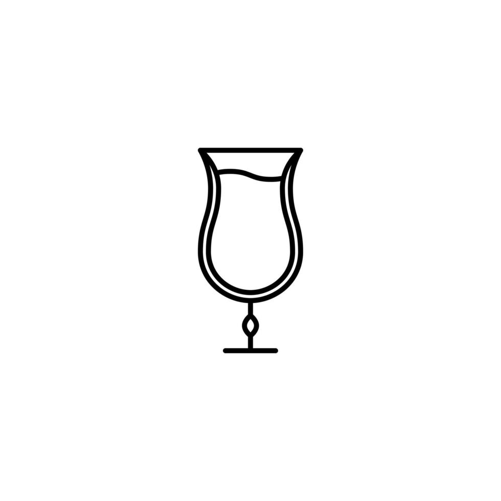 hurricane or tulip glass icon with full filled with water on white background. simple, line, silhouette and clean style. black and white. suitable for symbol, sign, icon or logo vector